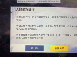 和平精英人脸验证后二次确认身份的原因深度解析