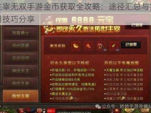 主宰无双手游金币获取全攻略：途径汇总与实用技巧分享