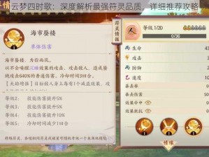 云梦四时歌：深度解析最强符灵品质，详细推荐攻略