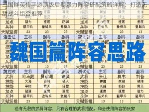 三国群英传手游顶级后期暴力阵容搭配策略详解：打造无敌战斗组合推荐