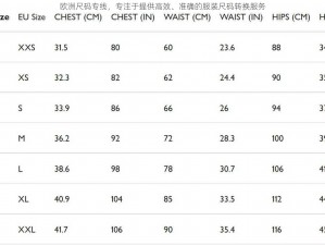 欧洲尺码专线，专注于提供高效、准确的服装尺码转换服务