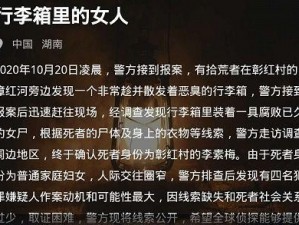 揭秘犯罪大师行李箱案幕后黑手：揭秘行李箱中的女人真实杀手身份解密分析