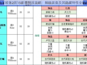 地下城堡2图15影兽挑战攻略：解锁装备及其隐藏特性全解析