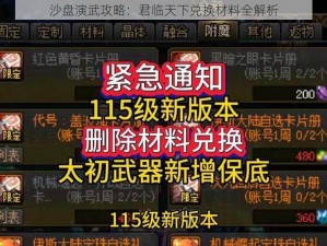 沙盘演武攻略：君临天下兑换材料全解析