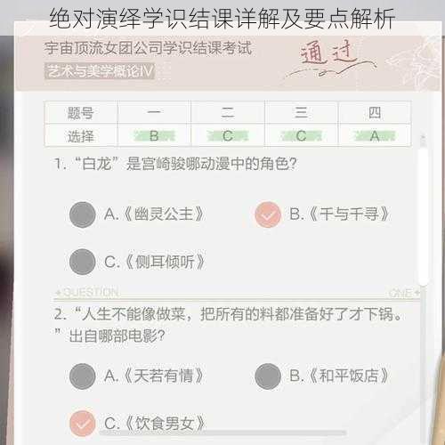 绝对演绎学识结课详解及要点解析