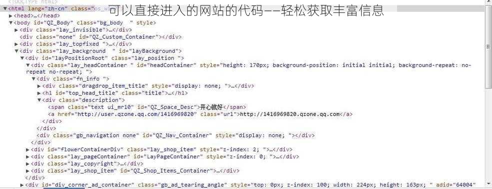 可以直接进入的网站的代码——轻松获取丰富信息