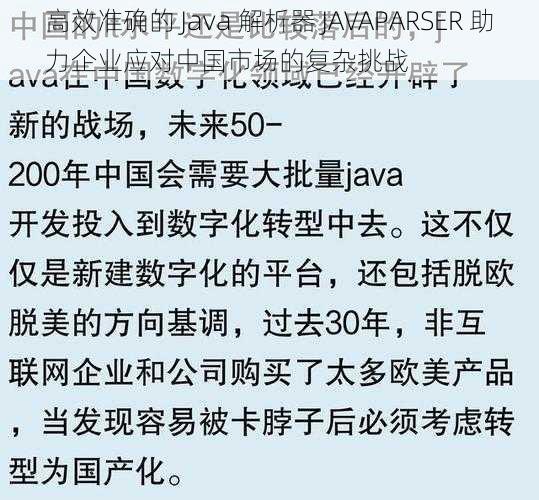 高效准确的 Java 解析器 JAVAPARSER 助力企业应对中国市场的复杂挑战