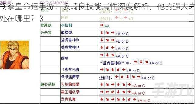 《拳皇命运手游：坂崎良技能属性深度解析，他的强大之处在哪里？》