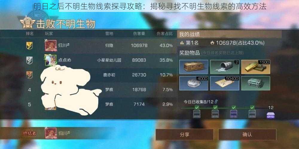 明日之后不明生物线索探寻攻略：揭秘寻找不明生物线索的高效方法