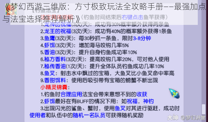 《梦幻西游三维版：方寸极致玩法全攻略手册——最强加点与法宝选择推荐解析》