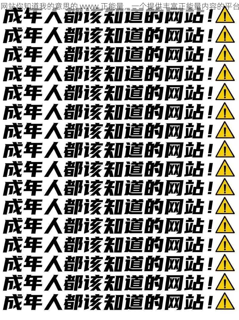 网站你知道我的意思的 www 正能量，一个提供丰富正能量内容的平台