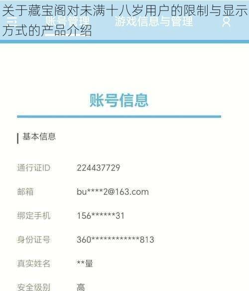 关于藏宝阁对未满十八岁用户的限制与显示方式的产品介绍