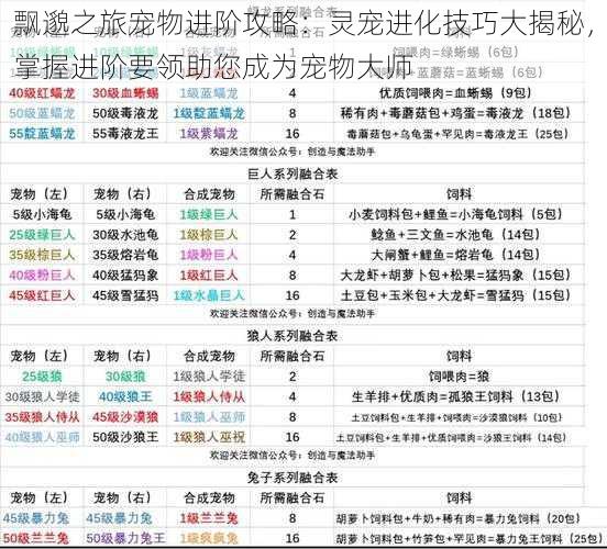 飘邈之旅宠物进阶攻略：灵宠进化技巧大揭秘，掌握进阶要领助您成为宠物大师