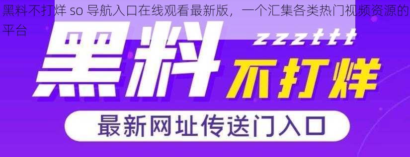 黑料不打烊 so 导航入口在线观看最新版，一个汇集各类热门视频资源的平台