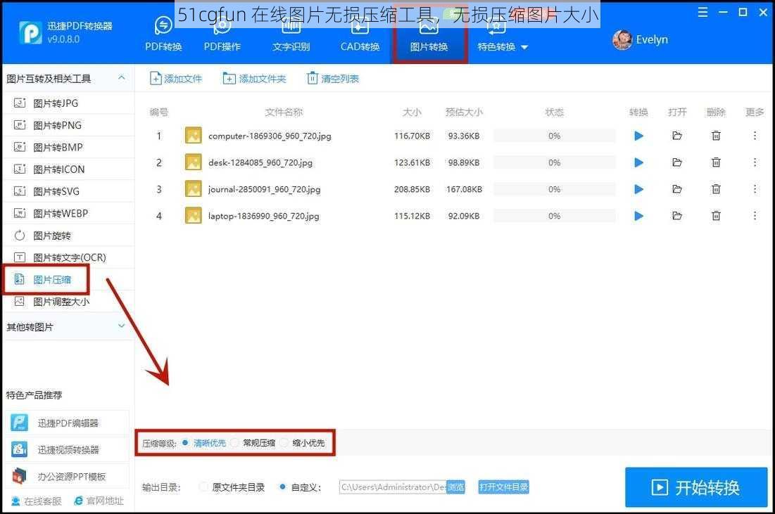 51cgfun 在线图片无损压缩工具，无损压缩图片大小