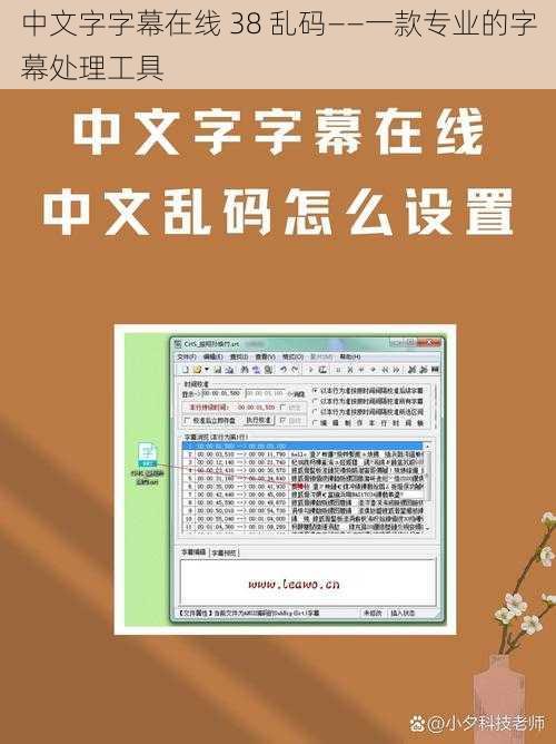 中文字字幕在线 38 乱码——一款专业的字幕处理工具