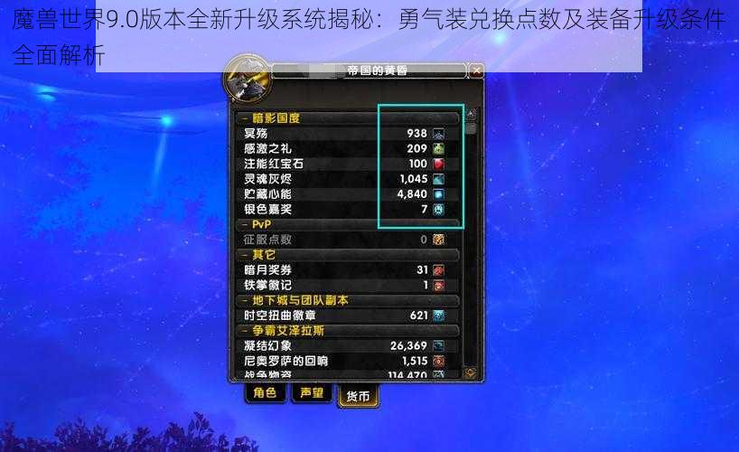 魔兽世界9.0版本全新升级系统揭秘：勇气装兑换点数及装备升级条件全面解析