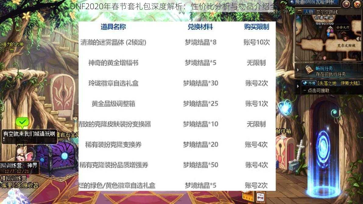 DNF2020年春节套礼包深度解析：性价比分析与物品介绍全攻略