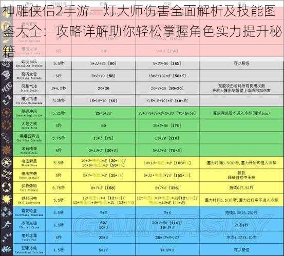 神雕侠侣2手游一灯大师伤害全面解析及技能图鉴大全：攻略详解助你轻松掌握角色实力提升秘籍