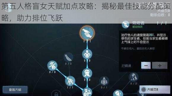 第五人格盲女天赋加点攻略：揭秘最佳技能分配策略，助力排位飞跃