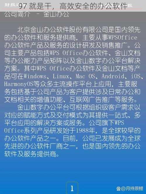 97 就是干，高效安全的办公软件