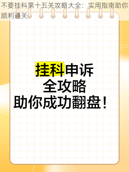 不要挂科第十五关攻略大全：实用指南助你顺利通关