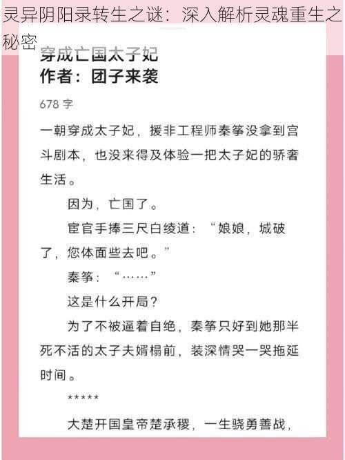 灵异阴阳录转生之谜：深入解析灵魂重生之秘密