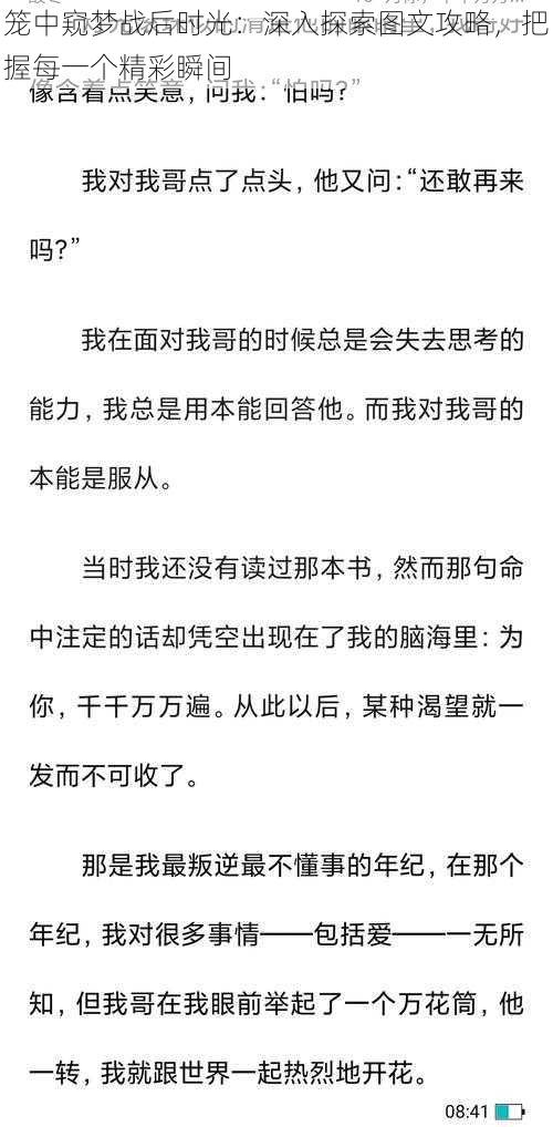 笼中窥梦战后时光：深入探索图文攻略，把握每一个精彩瞬间