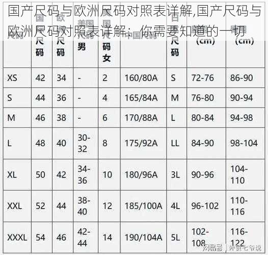 国产尺码与欧洲尺码对照表详解,国产尺码与欧洲尺码对照表详解：你需要知道的一切