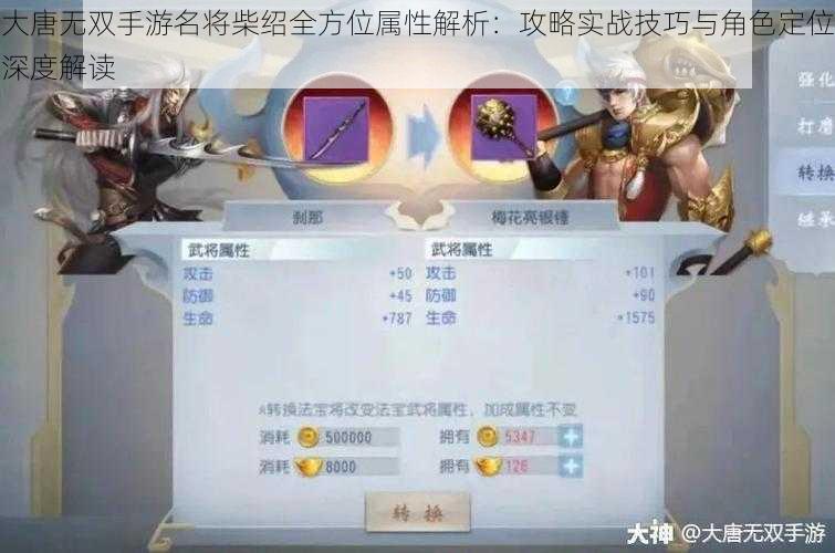 大唐无双手游名将柴绍全方位属性解析：攻略实战技巧与角色定位深度解读