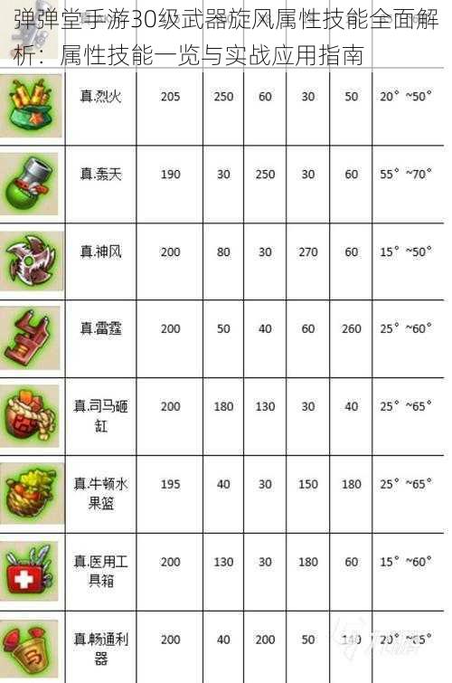 弹弹堂手游30级武器旋风属性技能全面解析：属性技能一览与实战应用指南