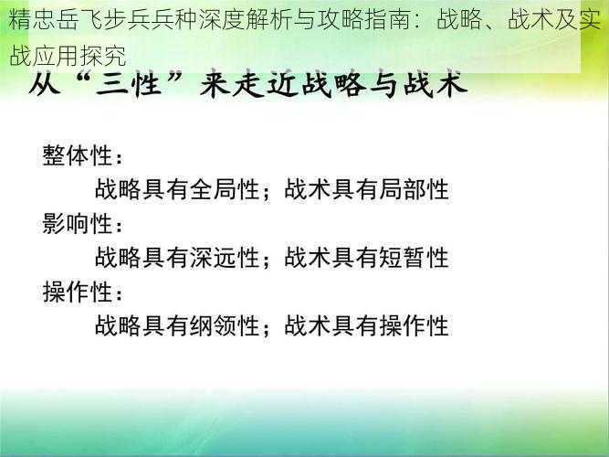 精忠岳飞步兵兵种深度解析与攻略指南：战略、战术及实战应用探究