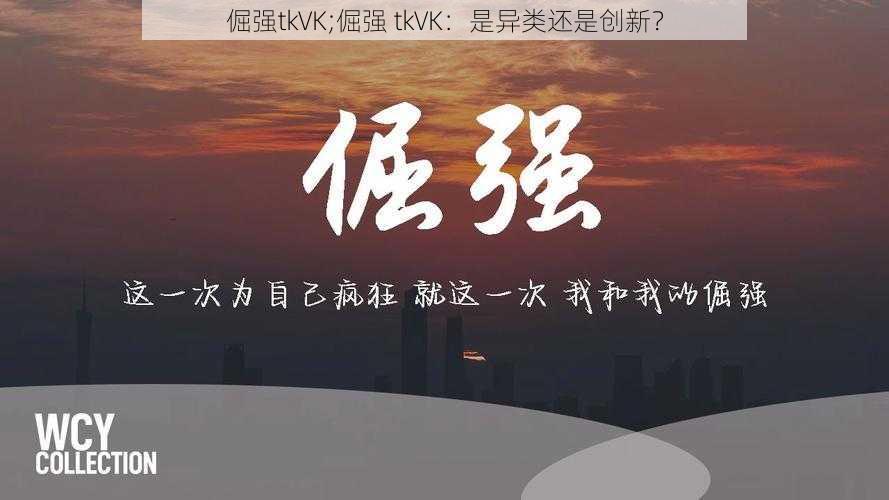 倔强tkVK;倔强 tkVK：是异类还是创新？