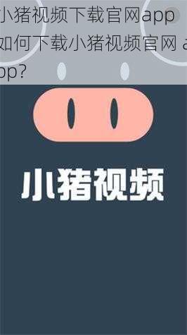 小猪视频下载官网app 如何下载小猪视频官网 app？