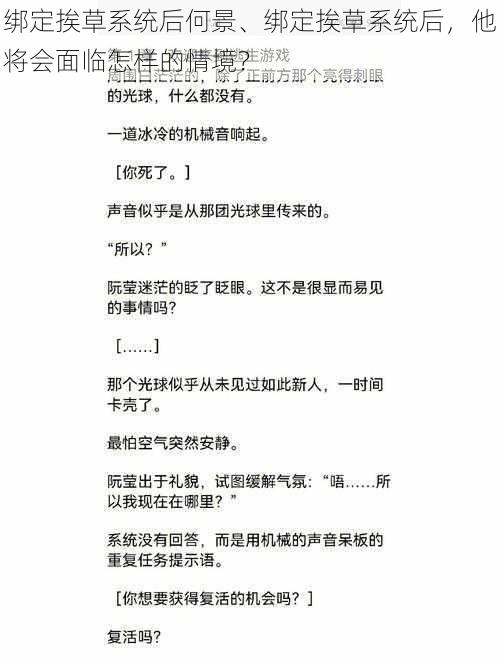 绑定挨草系统后何景、绑定挨草系统后，他将会面临怎样的情境？