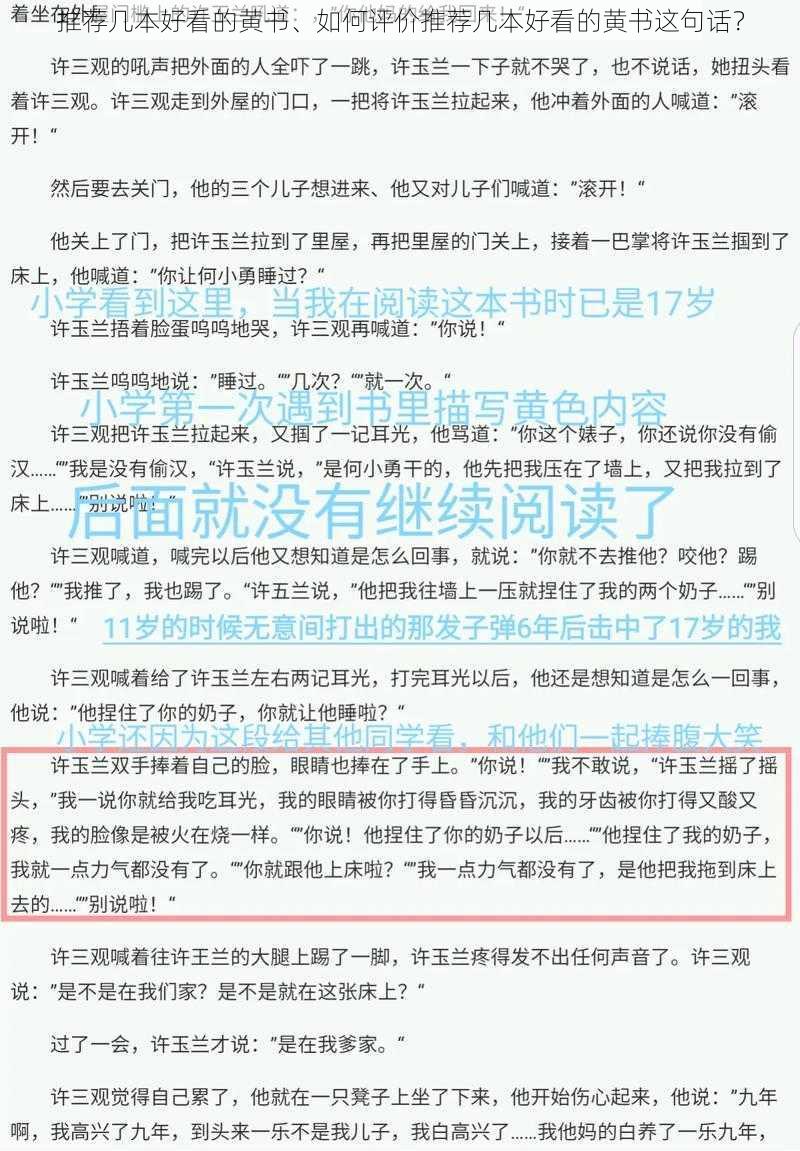 推荐几本好看的黄书、如何评价推荐几本好看的黄书这句话？