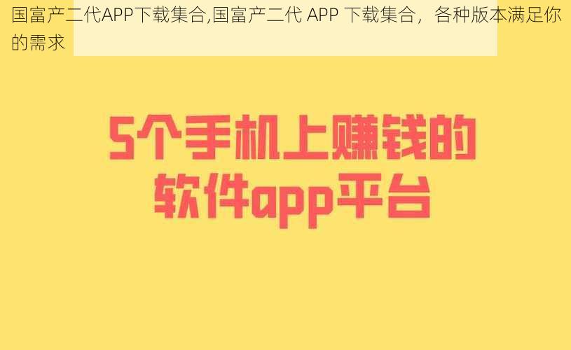 国富产二代APP下载集合,国富产二代 APP 下载集合，各种版本满足你的需求