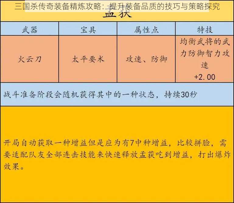 三国杀传奇装备精炼攻略：提升装备品质的技巧与策略探究