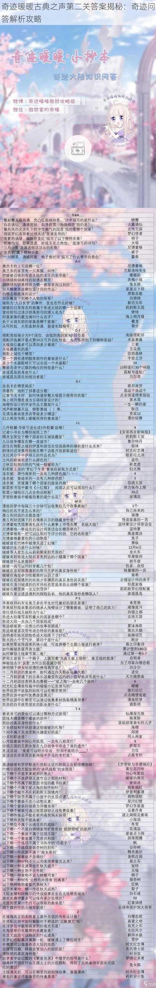 奇迹暖暖古典之声第二关答案揭秘：奇迹问答解析攻略