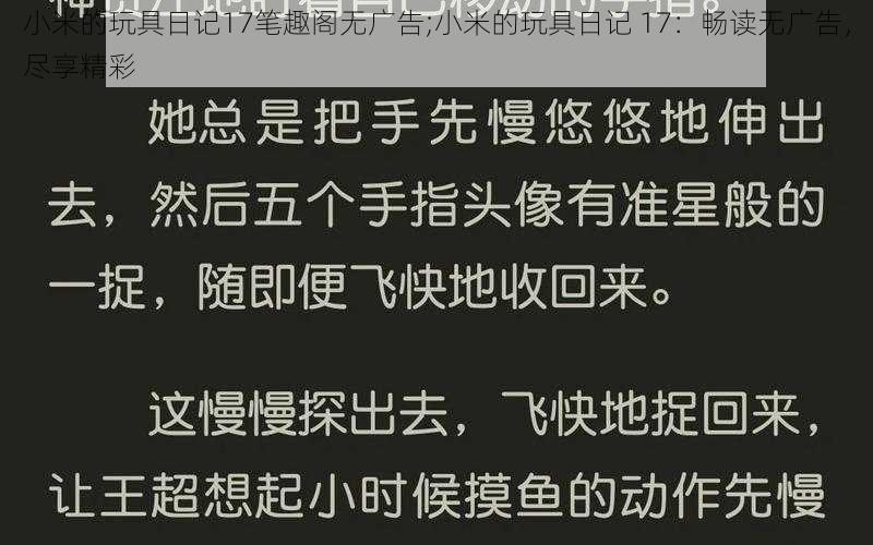 小米的玩具日记17笔趣阁无广告;小米的玩具日记 17：畅读无广告，尽享精彩