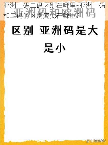 亚洲一码二码区别在哪里-亚洲一码和二码的区别究竟在哪里？