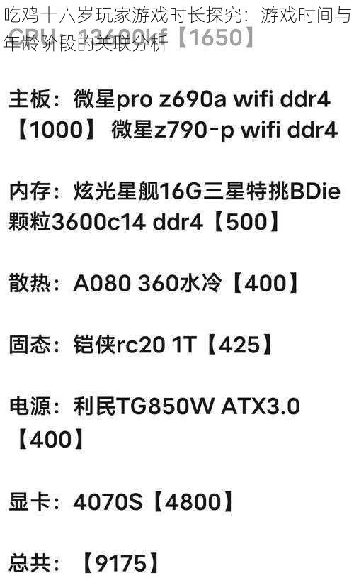 吃鸡十六岁玩家游戏时长探究：游戏时间与年龄阶段的关联分析