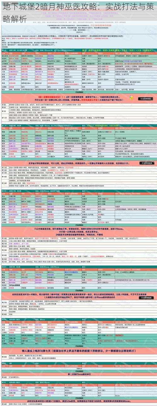 地下城堡2暗月神巫医攻略：实战打法与策略解析