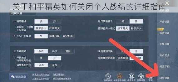 关于和平精英如何关闭个人战绩的详细指南