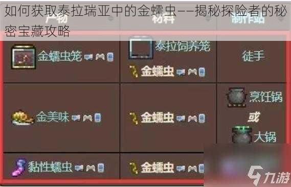 如何获取泰拉瑞亚中的金蠕虫——揭秘探险者的秘密宝藏攻略